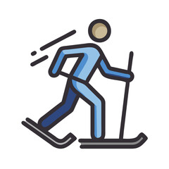 Simple cross-country skiing person illustration on black background