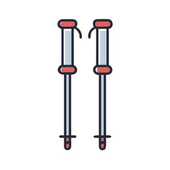 Two ski poles illustration on black background