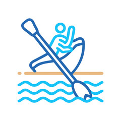 Minimalist icon: person kayaking with paddle in water