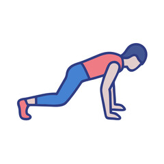 Woman doing mountain climber exercise on black background