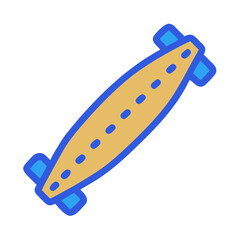 Colorful longboard illustration on black background for graphic design