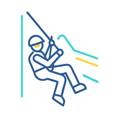 Rappelling Icon: Person Descending with Rope in Style