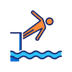 Diving board vector icon. Swimming pool water sports