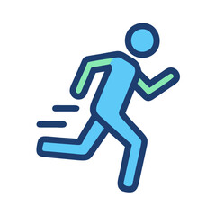 Abstract blue runner icon for sports and fitness