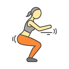 Woman Squat Exercise Isolated on Black Background
