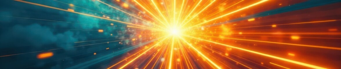 Obraz premium Dynamic cyan yellow radial burst, high contrast , contrast, sun, sunshine