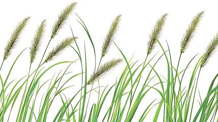 Naklejka premium Wild grass with seed heads illustration isolated on white background serene meadow vegetation design element