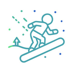 Abstract Snowboarding Man Gradient Illustration on Black Background
