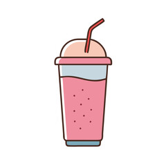 Cute pink smoothie in a cup with straw