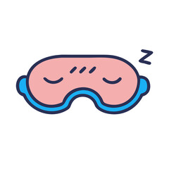 Cute Pink Sleep Mask Illustration on Black Background