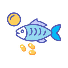 Fish icon with bubble and three fish oils