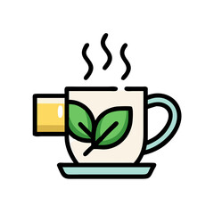 Herbal Tea Cup Illustration with Tea Bag Design