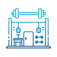 Blue Line Gym Weightlifting Equipment on Black Background