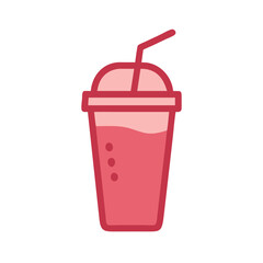 Red fruit smoothie cup with a straw icon
