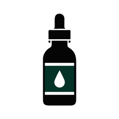 CBD Oil Bottle Illustration on Black Background