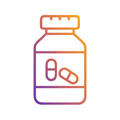 Gradient Drug Bottle with Capsules Icon Illustration