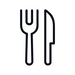 Fork and knife icon isolated on black background