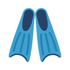 Cartoon blue swim fins isolated on a black background