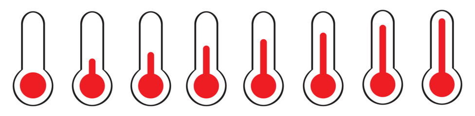 Thermometer Temperature Progression - Heat Measurement Vector Illustration