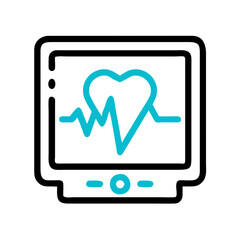 Turquoise Heart Rate Monitor on Black Background Illustration