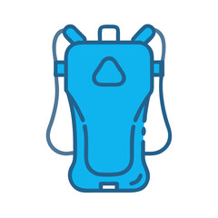 Blue hydration pack icon for adventure and hiking