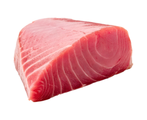 Raw tuna steak, fish isolated on transparent background