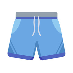 Blue athletic shorts with drawstrings flat vector illustration