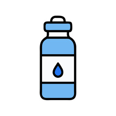 Blue Bottle with Water Drop Icon Illustration