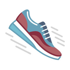 Modern athletic shoe running fast on black background