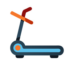 Illustration of a blue and orange treadmill machine