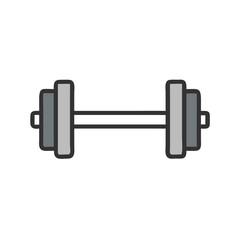 Grey dumbbell illustration on black background for fitness