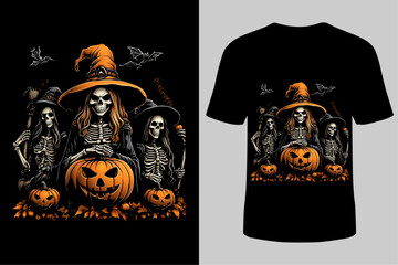 Halloween T-Shirt Design Featuring Scary Pumpkins, Ghosts,  Trick-or-Treat Outfits and Festive Clothing Prints