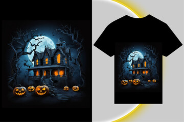 Stylish Halloween Graphic T-Shirt Design with Vintage Horror Look, Perfect for Costume Lovers and Halloween Season Wardrobe