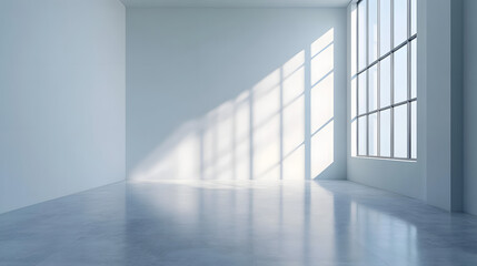 Fototapeta premium Minimalist room with natural light urban setting interior photography bright environment