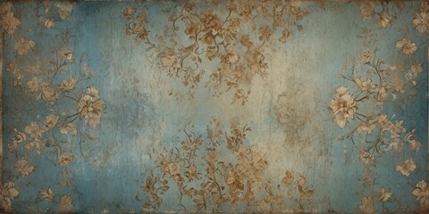 Vintage Floral Background with Blue Texture