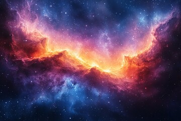 Fototapeta premium The vibrant colors of a cosmic nebula among countless stars