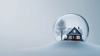 Winter Wonderland House Snow Globe Scene Cozy Home Festive Holiday Season Peaceful Tranquil Serene Dreamy Magical Enchanting Beautiful Scenic Snowy Landscape Cold Wintery Peaceful Atmosphere Charming 