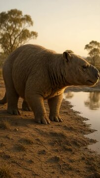 Diprotodon at the Edge of Waterhol