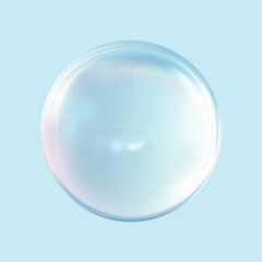 Realistic glossy glass ball.Abstract 3D light bubble with glare.Geometric abstract shape.