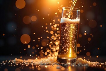 Tiny droplets of champagne flying, vibrant burst , elegant, wine