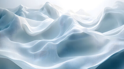 Fototapeta premium Elegant white fabric waves abstract art horizontal background soft light minimalist aesthetic