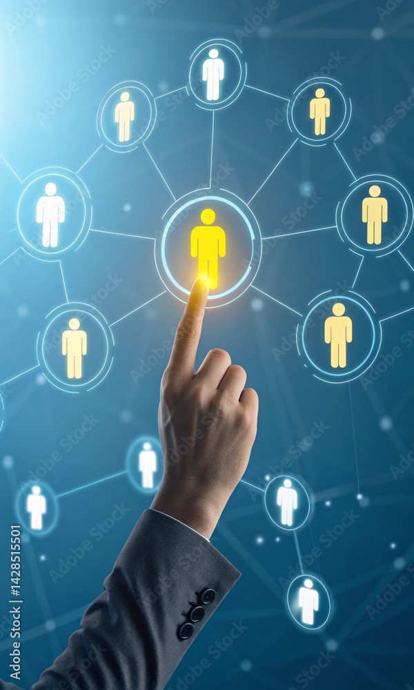 Wall mural digital networking connecting people in a virtual world
