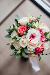 An overhead bird&rsquo;s eye view photograph of a wedding bouquet offering a top-down perspective.jpg