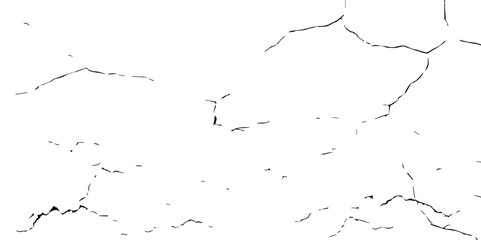 Cracks isolated on white background.Cracks on the concrete wall.Wall Background. For designers to apply texture cracks to objects.
