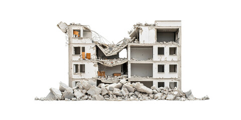 Obraz premium demolished house isolated on white background