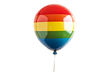 Shiny Rainbow Balloon Floating on White or Transparent Background for Celebration