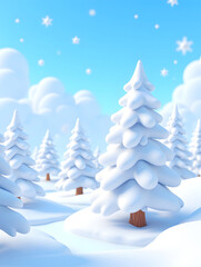 Naklejka premium Lidong solar term winter forest heavy snow outdoor travel festival scene illustration