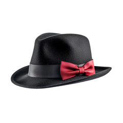 black hat with red ribbon