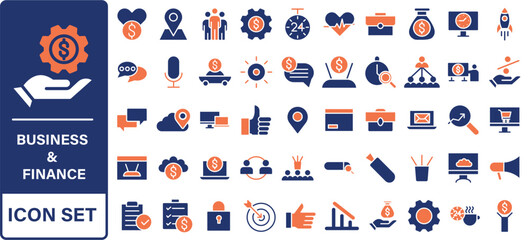 Naklejka premium Business and Finance web icons in line style. Money, bank, contact, infographic. Icon collection. Vector illustration