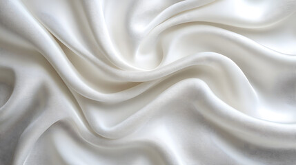 Fototapeta premium Flowing silk fabric texture studio textile photography horizontal pure white background close-up elegance